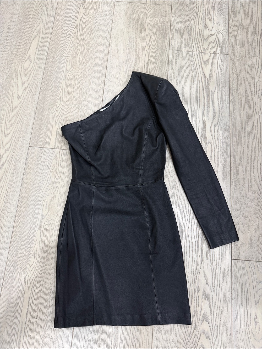 IRO Black One-Shoulder Long-Sleeve Mini Dress